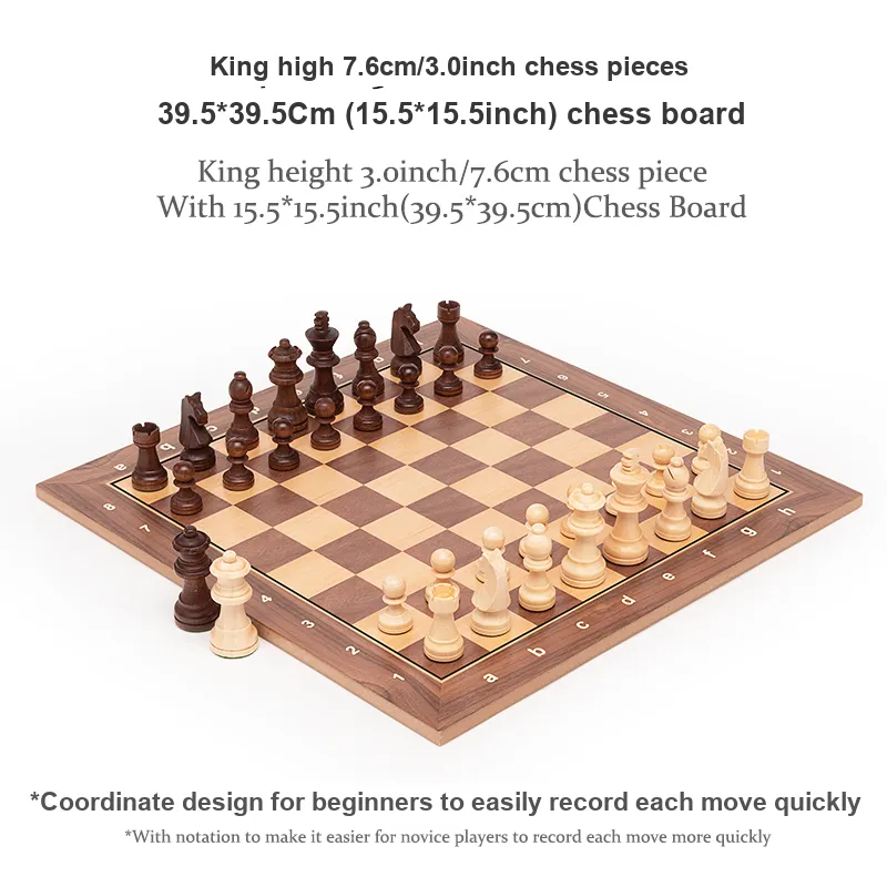 A&A LINGYU Solid Wood Chess Checkers Set Teaching Edition Portable Premium Board With Storage Bag Board Games-1