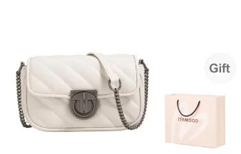 Miao Di Cow Leather Shoulder Bag, Crossbody Bag Regular Women's Milkshake White/Midnight Black/Moonlight Silver