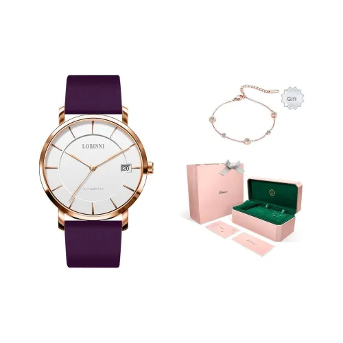 LOBINNI L Элегантные Женские Часы Автоматический Механический Механизм Корова Кожа Ремешок Часы Женские Белый Циферблат