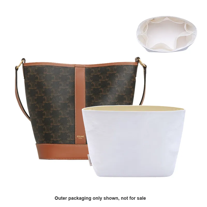 BagINBAG Celine Bucket Bag Collection DuPont Paper Liner Bag Bag Transformation Medium Size White/Khaki