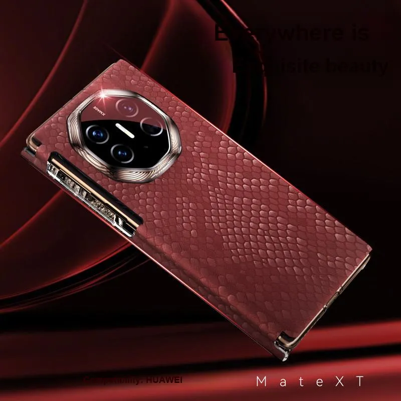 KAREN BURTON Genuine Leather Material Snake Year Limited Edition Phone Cases Compatible Huawei Mate X-9