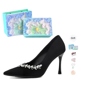 Feo Dvke Slim Heel High Heels 7cm 9cm Women's Black Gift Box Set