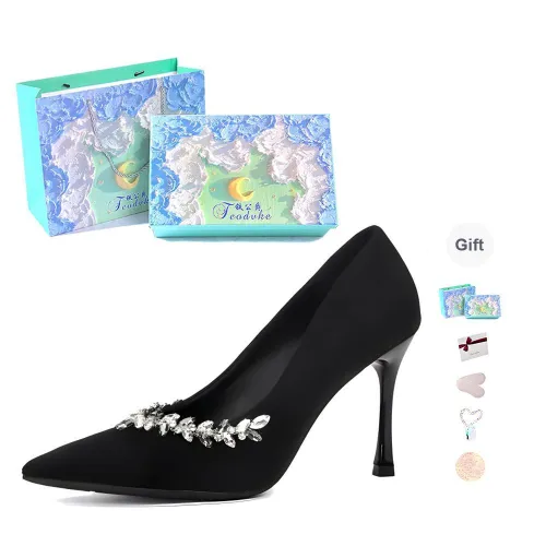 Feo Dvke Slim Heel High Heels 7cm 9cm Women's Black Gift Box Set