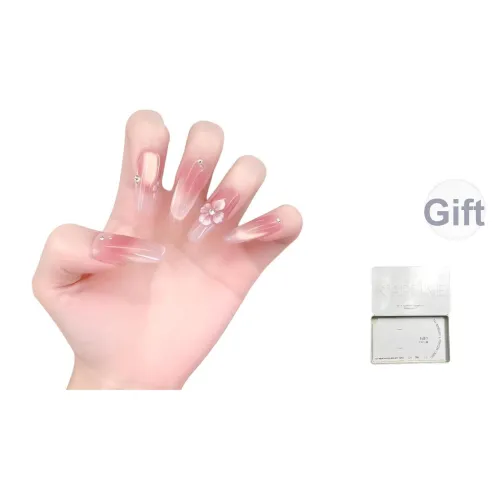 K'APEINE Зимний Холодное сердце Цветочный дизайн Pure Handcrafted False Nail MID Длина (размер в длину) Овал Розовый Градиентный Coquette