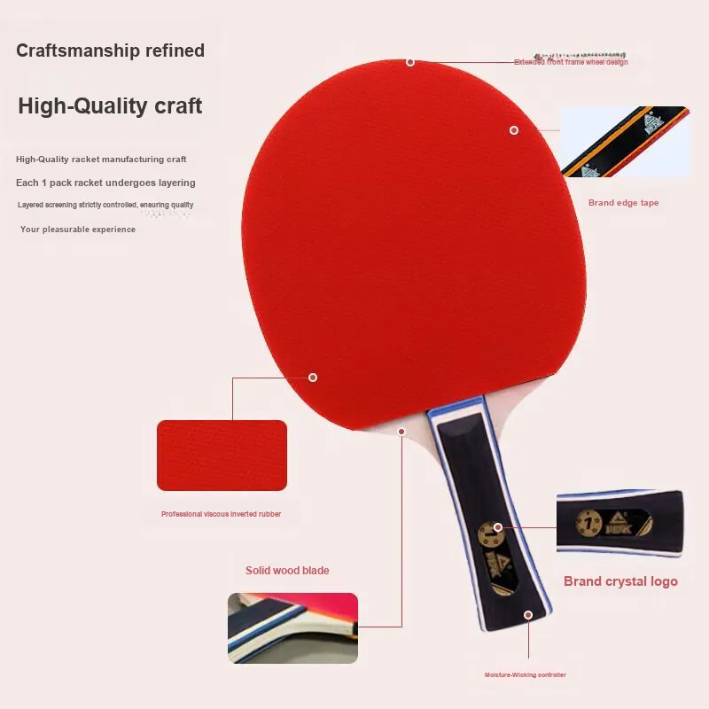PEAK Ping Pong Paddles Kids' All Wood Red-1