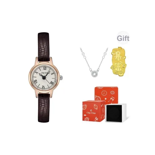 Clip Clop Кварцевый механизм кожаный ремешок женские часы белый циферблат