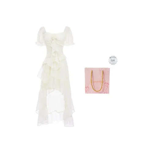 Бренд Cotton Shopping Короткий рукав Платье Женское Абрикос