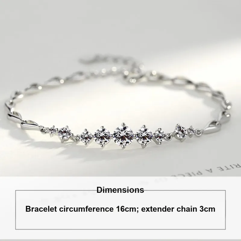WINY 999 Fine Silver, Synthetic Cubic Zirconia Bracelets Women's Silver-4