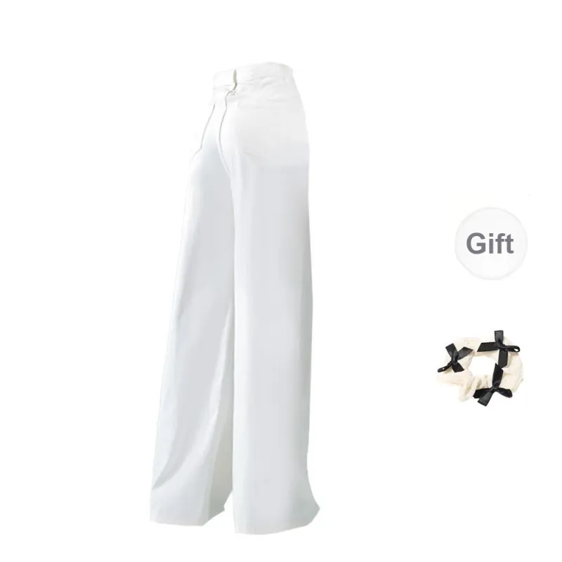CPAURA Jeans Women's White+Bowknot Hair Tie Comes With-1