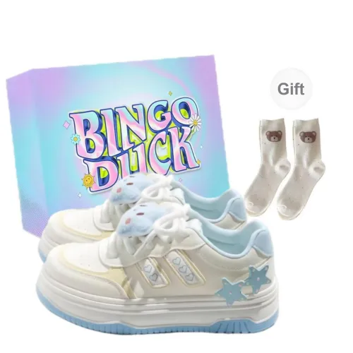BINGO DUCK Slip Resistant Low Top Skateboard Shoes Women's Sky Blue