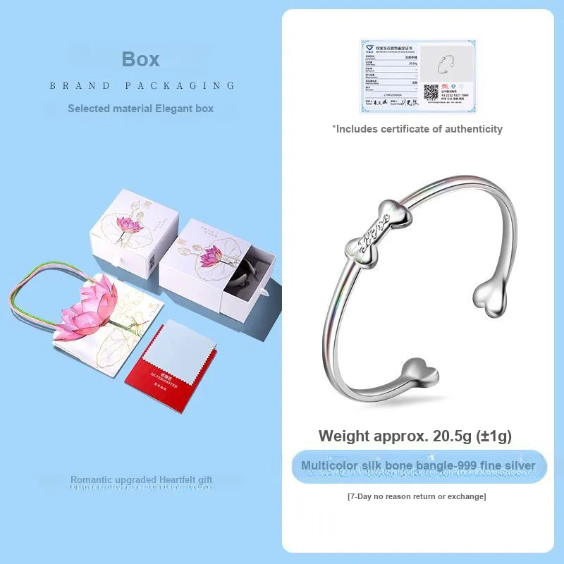 LAOYINJIANG S999 Fine Silver Bangles Women's-2