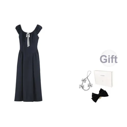 Fstudio Лето Miu Стиль Элегантный U-образный вырез Коммутирование С утяжкой на талии Без рукавов Платье Женское