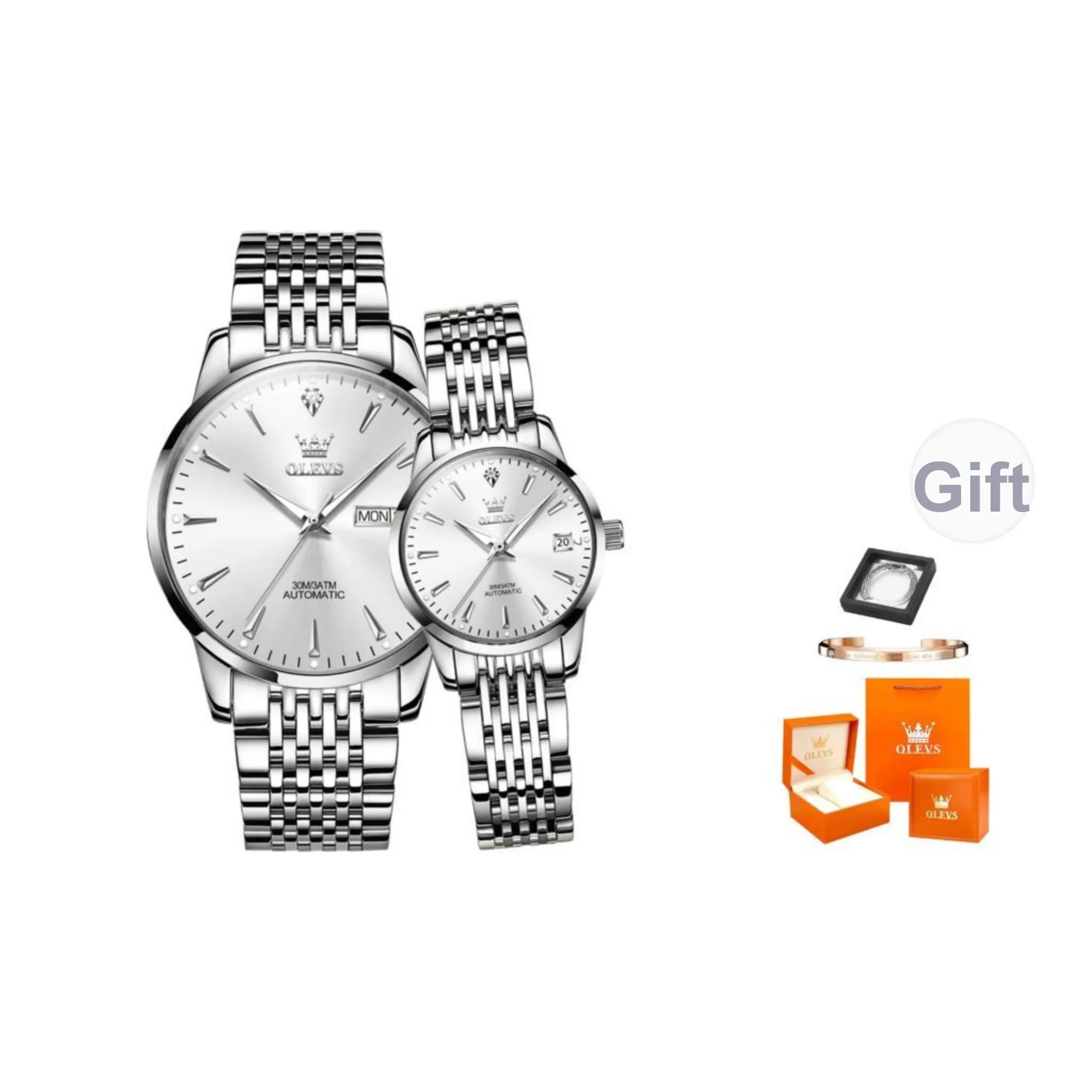 OLEVS Heart to Heart Knot Collection Mechanical Movement Watch Unisex White Dial