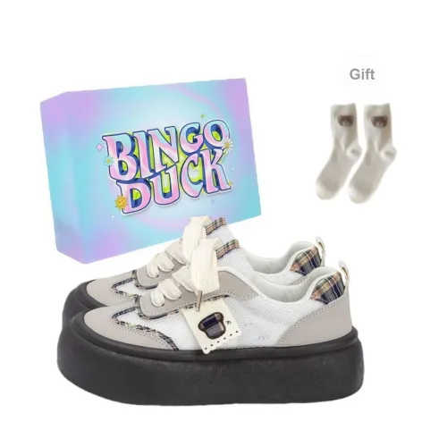 BINGO DUCK Slip Resistant Lightweight Height Increasing Low Top Skateboard Shoes Women's Brown