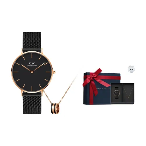 Daniel Wellington Мужские часы Кварцевый механизм Ремешок из нержавеющей стали Черный циферблат