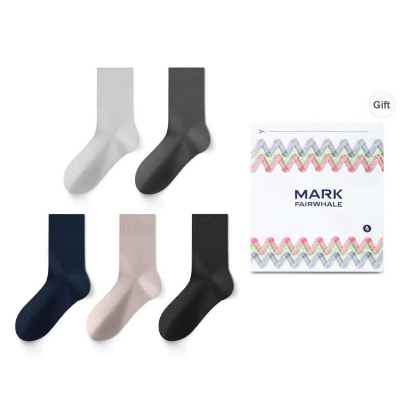 FAIRWHALE Mid Calf Socks Unisex Box 5 Pack-5