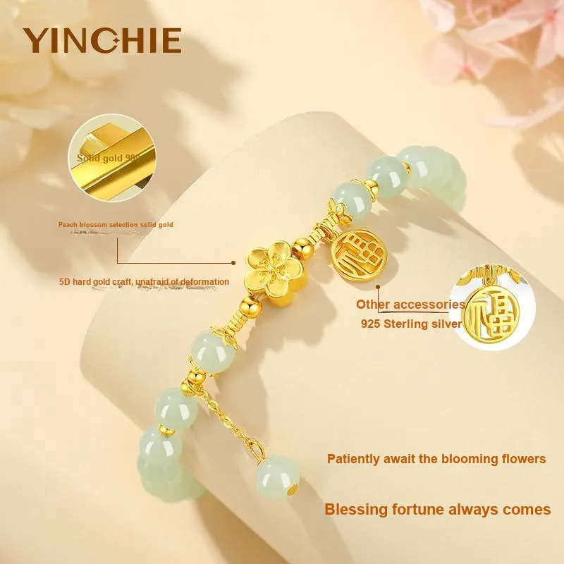 YINCHIE Bracelets Pale Greenish White Jade Women's-3