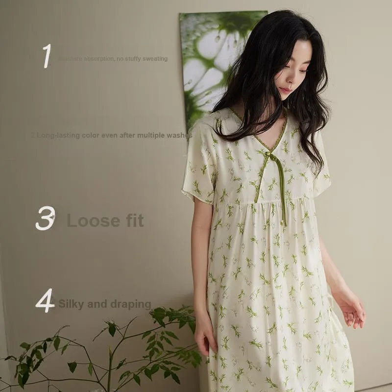 Xuan Liang Nightgown Women's Bamboo Green-2