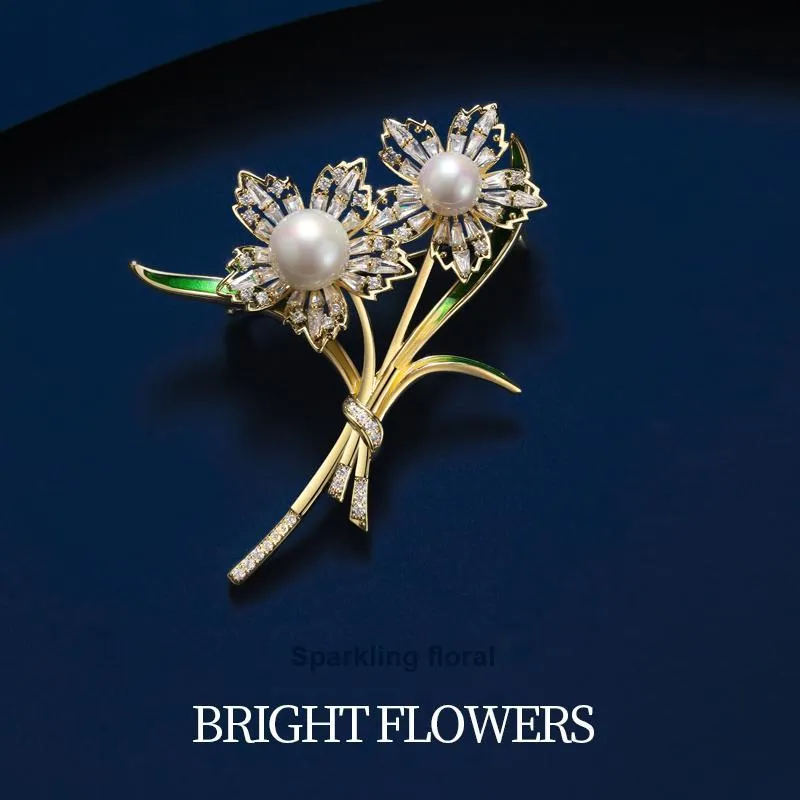 ZANC White Shell Brooches Women's-1