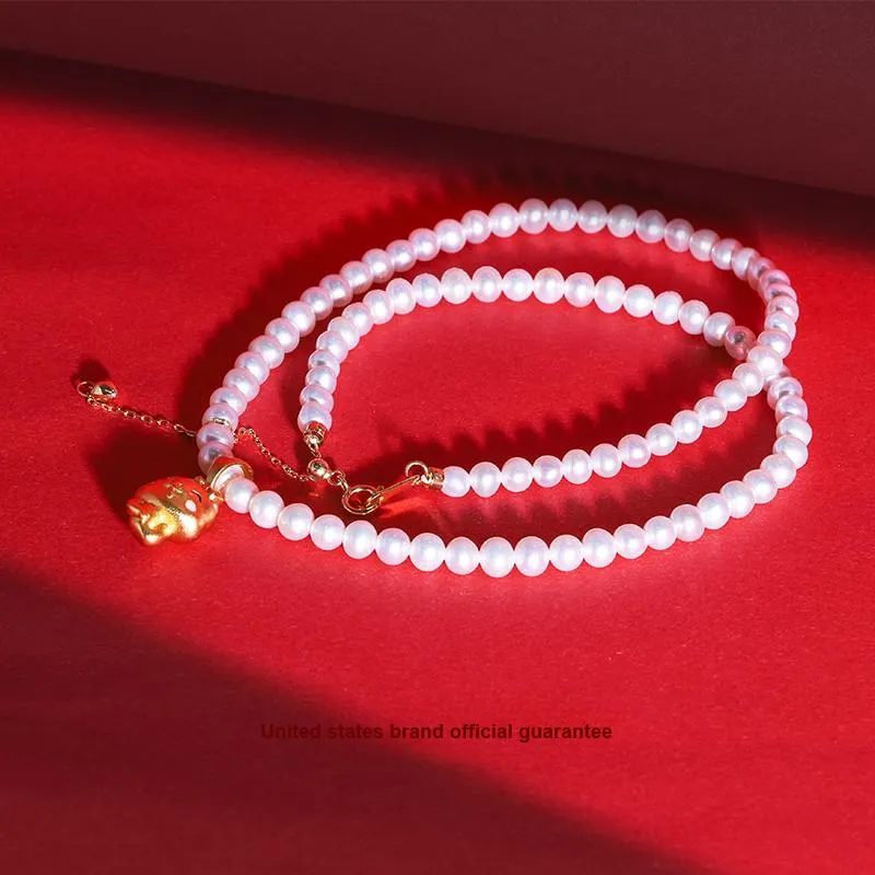 IDOKAWA Freshwater Pearl Necklaces Women's Gold White-2