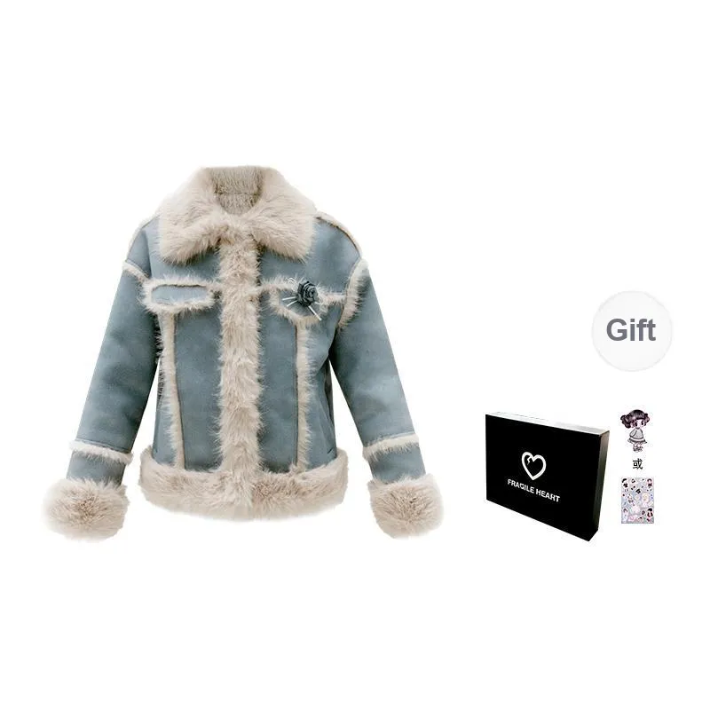 FRAGILE HEART Velvet feel Coat Women's Haze Blue