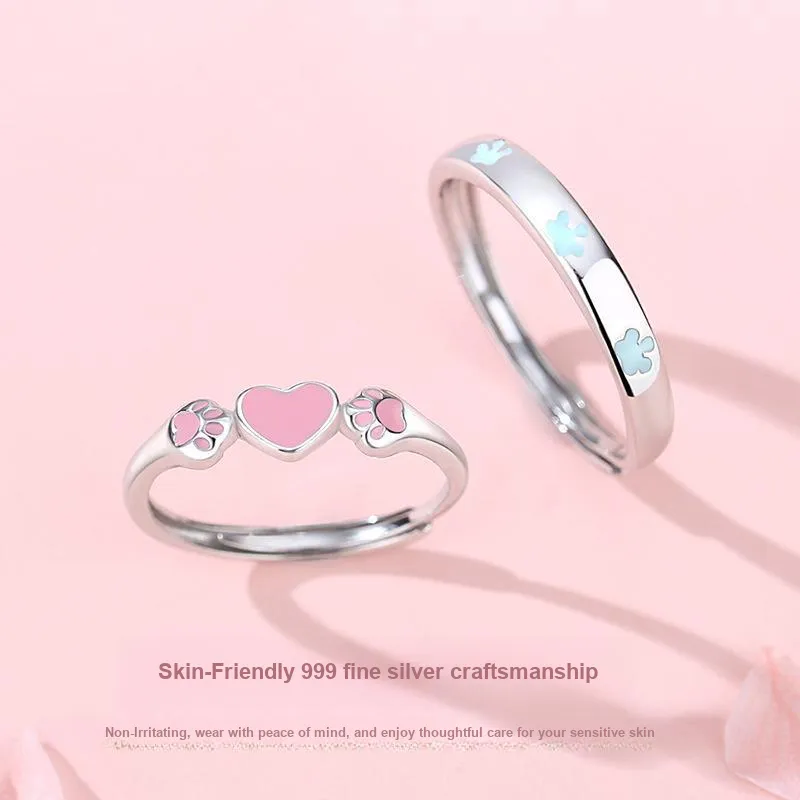 YINGNIXINDONG 999 Fine Silver Rings Unisex-2