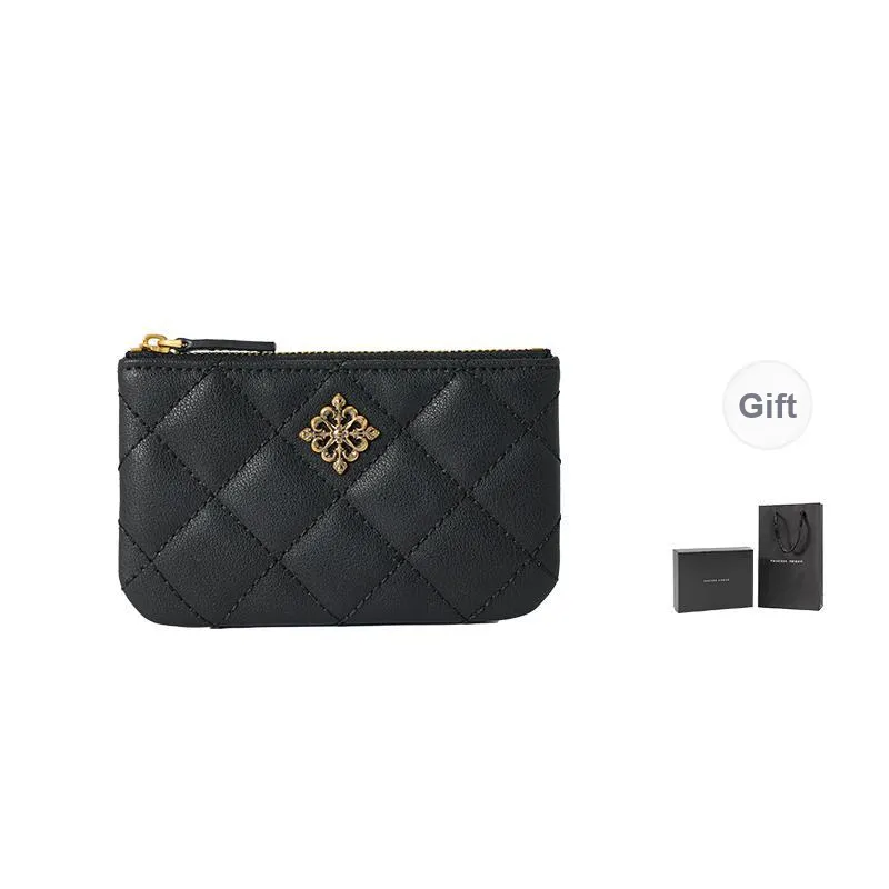 VANESSA HOGAN Cow Leather Coin Purse Regular Women's Ecru/Black-3