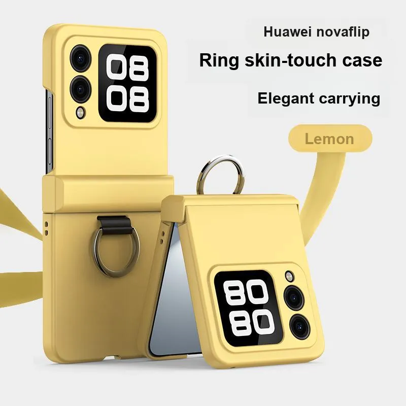 ZHUOJI PC Material New Skin Feel Portable Ring Phone Case Compatible Huawei Novaflip-7