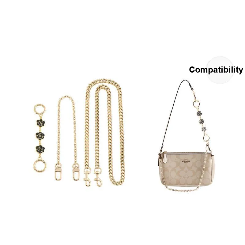 Luxury Care Artisan Workshop Brass/alloy Shoulder Strap With Decorative Chain Extension Cord Women's Gold Tone