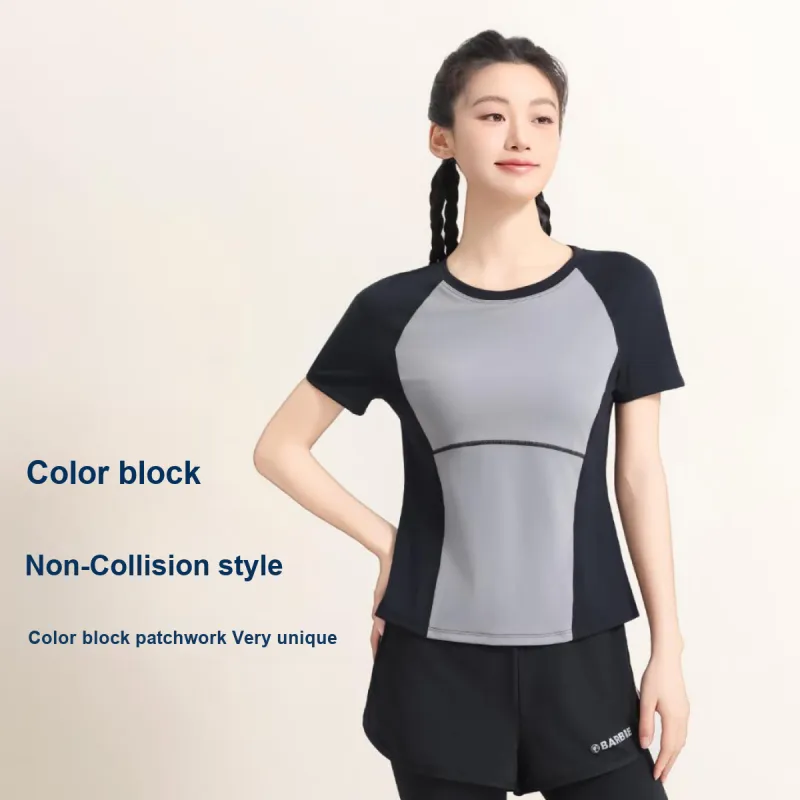 Barbie Yoga T Shirts Women's Black Gray-5