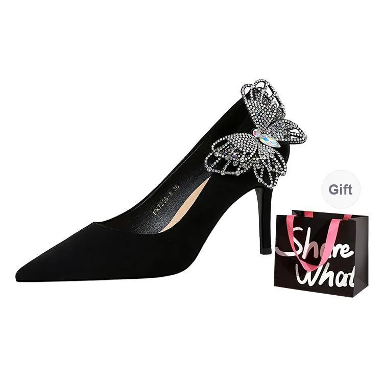 BIGTREE Slim Heel High Heels Women's Black-0