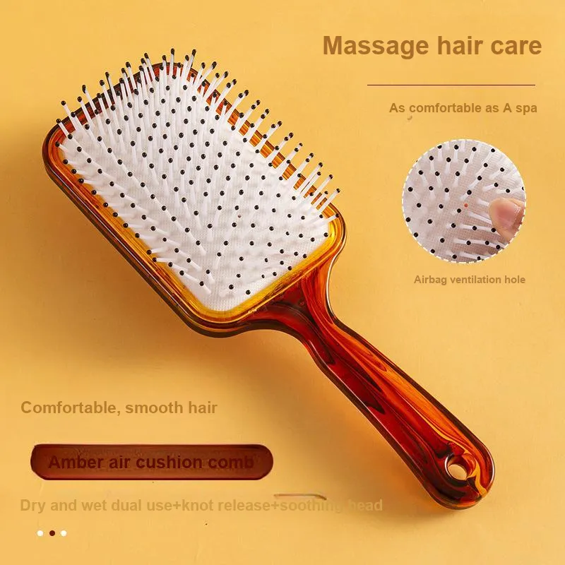 XIBI Amber Square Acupuncture Points Large Size Inflatable Pad Air Cushion Comb Massage Comb-1
