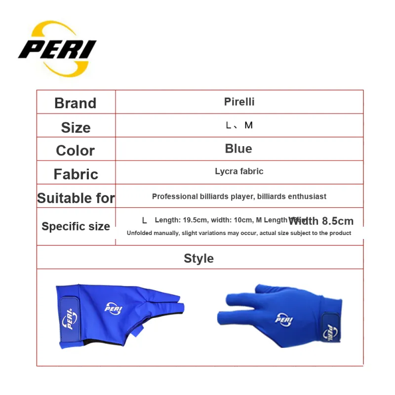 PERI Billiards Three Finger Gloves Lycra Unisex Blue Black-10