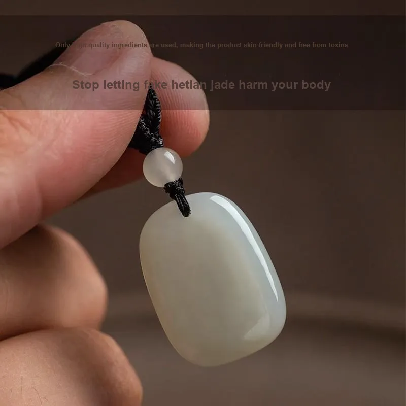 Andaozi Hetian Jade Necklaces Pale Greenish White Jade Unisex-2