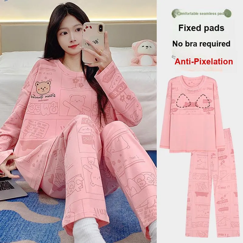 BONAS Pajama Set Women's Comic Bear-7