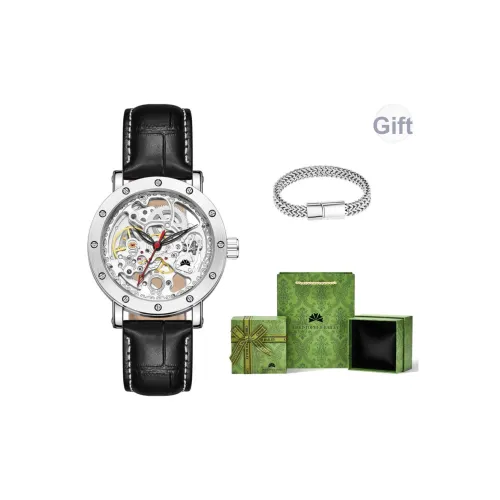 Corriberty Механический механизм искусственная кожа ремешок мужские часы циферблат с механизмом