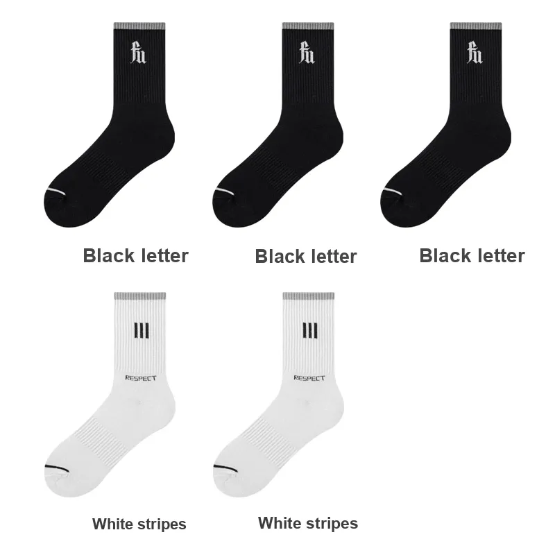 H YXIANG Mid Calf Socks Men's 5 Pack-11
