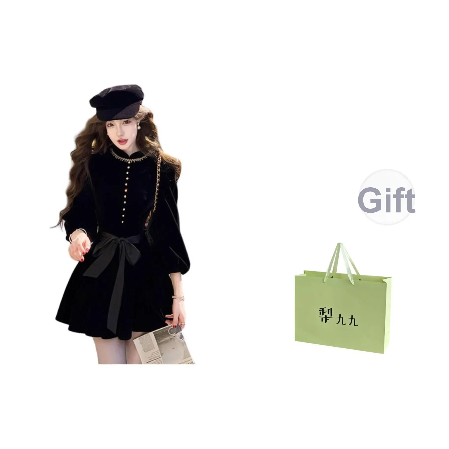 Pear 99 Длинное платье с длинными рукавами женское