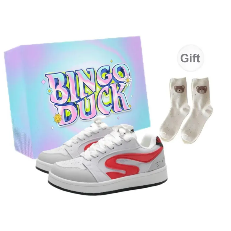 BINGO DUCK Slip Resistant Low Top Skateboard Shoes Women's Gray-0