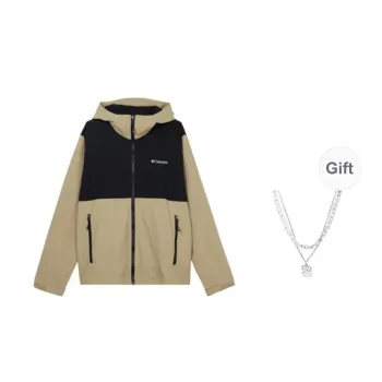 Columbia Jacket Unisex Khaki/Black, Comes With Necklace