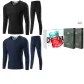 Crew Neck 2-Piece Underwear Set (Black+Navy Blue) Thickened and Fleece-Lined/Premium Gift Box Set
