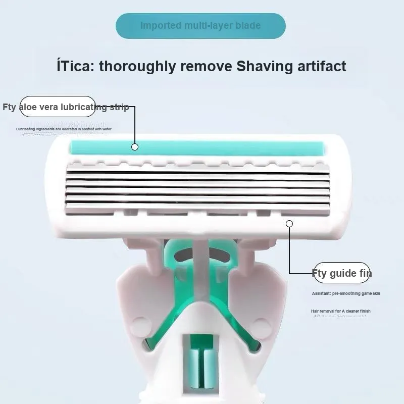 JINGLINGLONG 1 Blade Holder With 6 Blade Heads, Manual Shaving Razor, Birthday Axillary Hair Trimmer Make up Tools-1