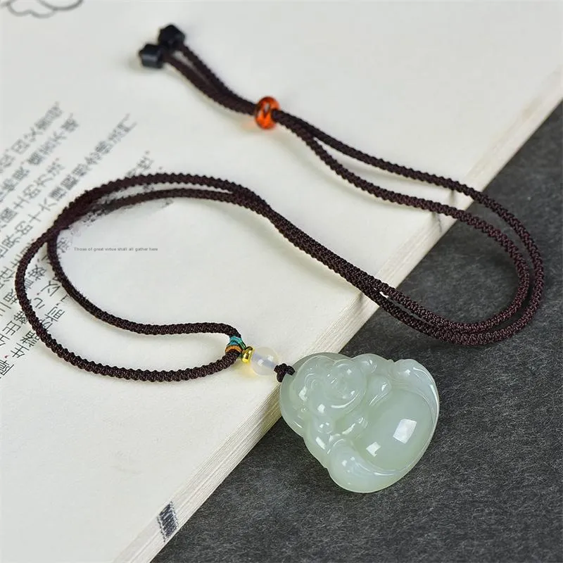Jing Ruyu Hetian Jade Necklaces Pale Greenish White Jade Unisex-6