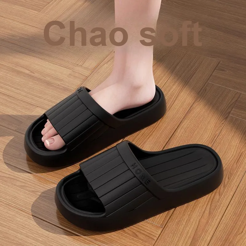 Foot Recreation Minimalist Style Vertical Stripes Letter Comfortable Quiet Slip Resistant Slippers Home Slippers Unisex-24