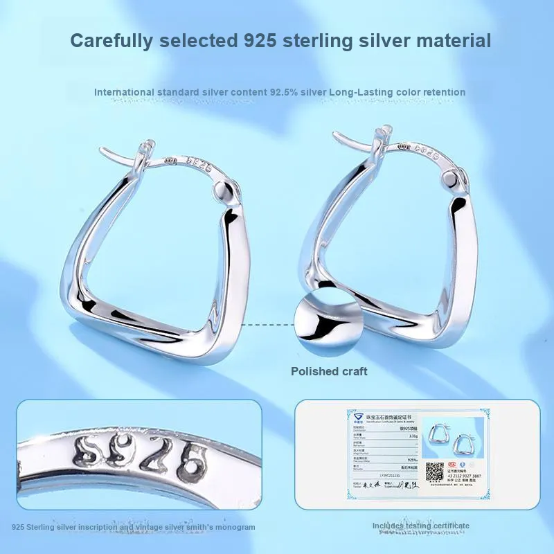 LAOYINJIANG S925 Silver Sterling Silver Hoop Earrings Women's-5