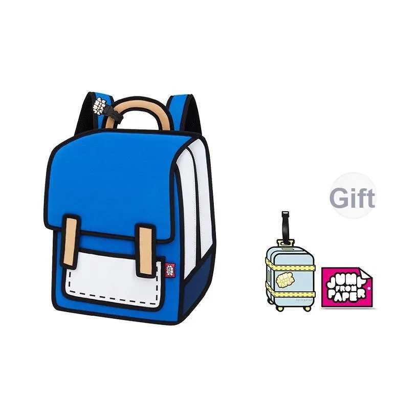 JumpFromPaper Polyester Comic Universe Backpack Large Size Unisex True Blue