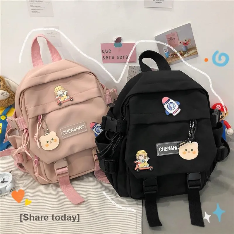 Cwatcun Nylon Backpack Regular Unisex White/Blue/Black/Pink-19