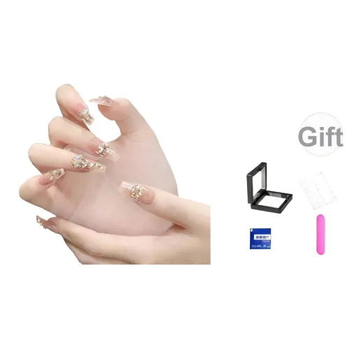 XNTX Сверкающий страз Роскошь Нишевый False Nail Средний LADDER Розовые оттенки Телесный Стиль Instagram