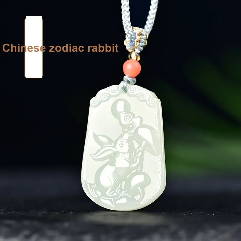 KUNYUYAO Hetian Jade Pendants Pale Greenish White Jade Unisex-20