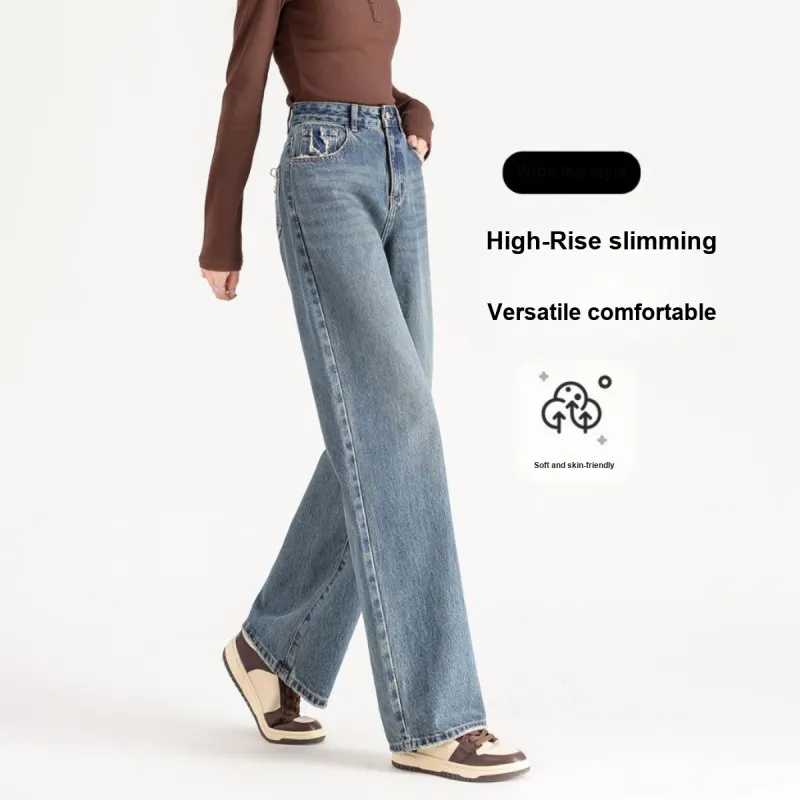 FAWENXIANGZI Jeans Women's Vintage Blue-2